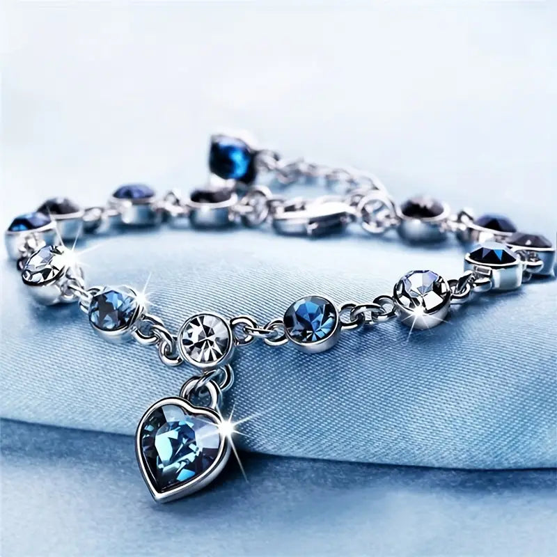 Pulsera Brillante Corazón del Océano | Oro Blanco