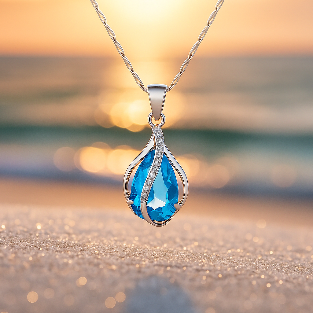 Chispa de Radiancia – Colgante con zirconita teal y baño de plata