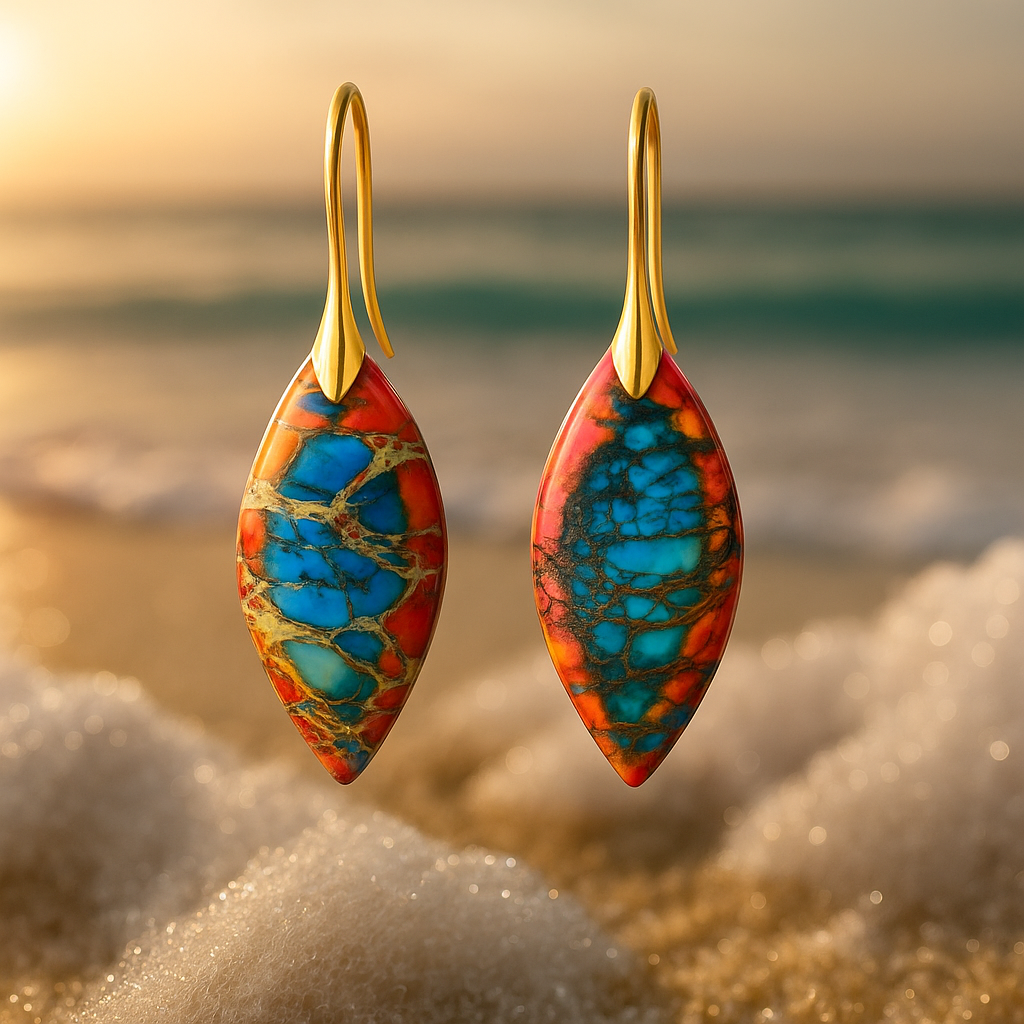 Zahara – Pendientes de Coral Carmesí y Verde Azulado
