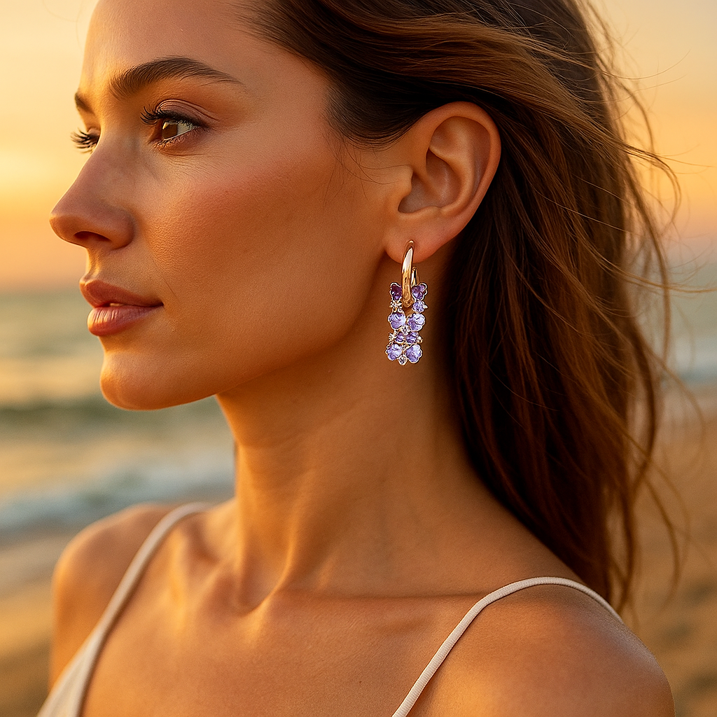 Diamante | Pendientes con Gemas Lavanda