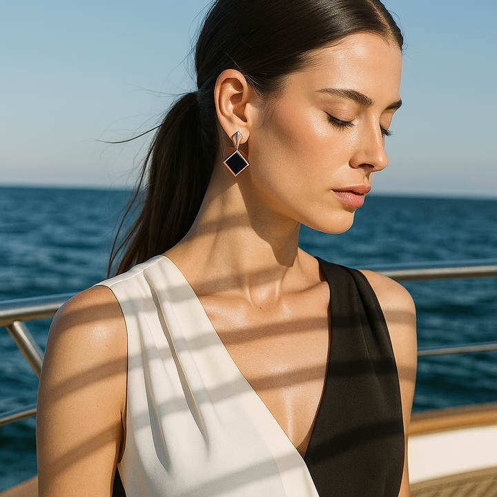 Vegano | Pendientes con gemas de obsidiana rectangular