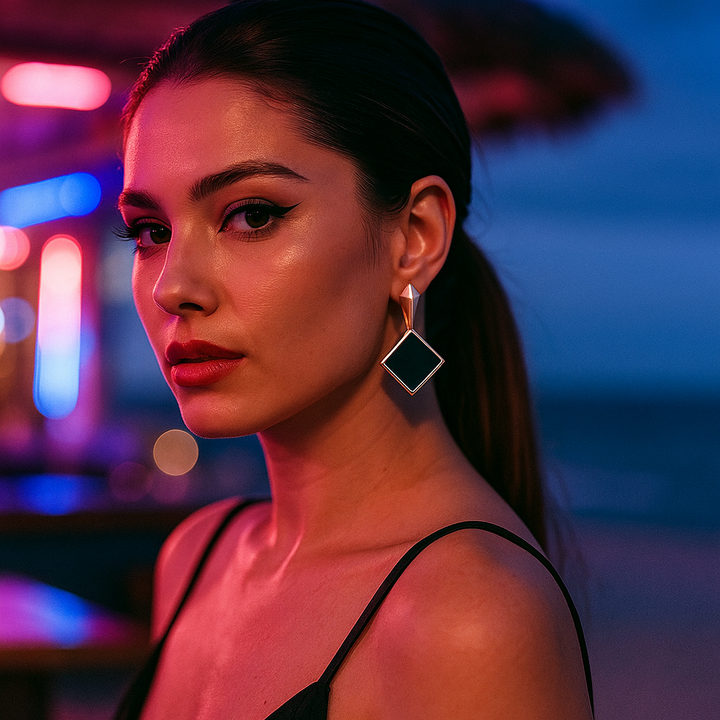 Vegano | Pendientes con gemas de obsidiana rectangular