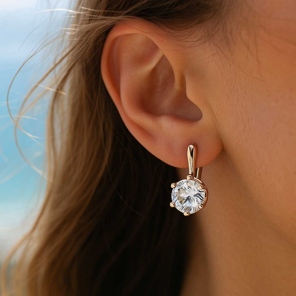 Celeste | Pendientes de aro de circonita circular