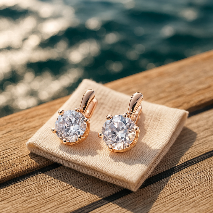 Celeste | Pendientes de aro de circonita circular