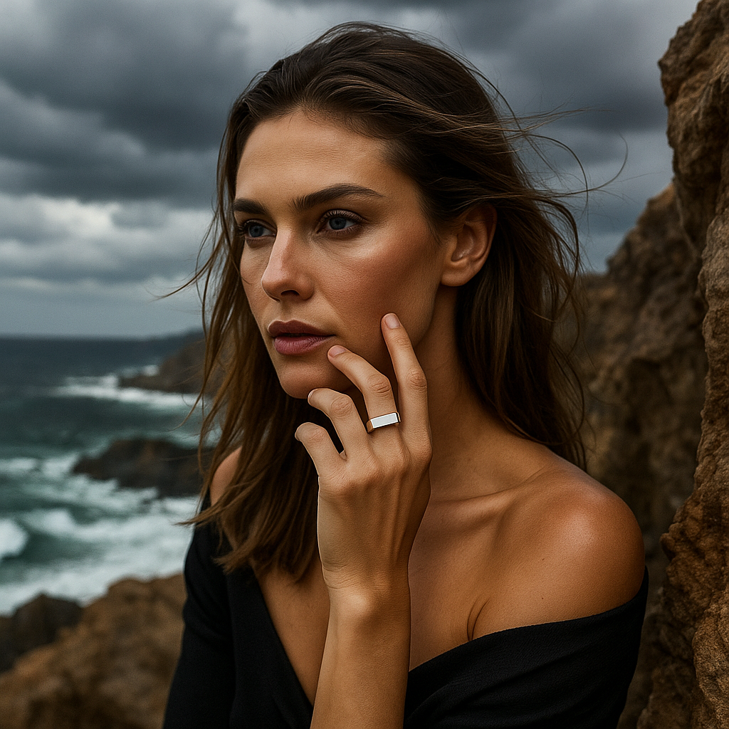 Zara | Anillo de banda aqua fundamental