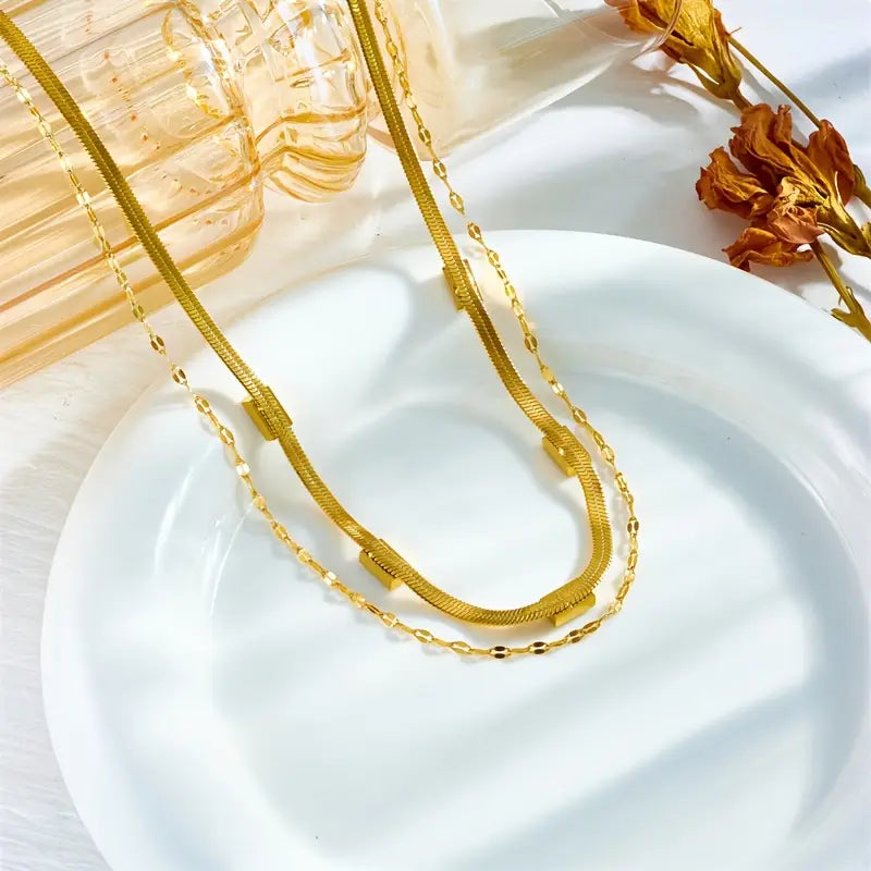 Collar Retro de Oro de Doble Capa Sorella Gem