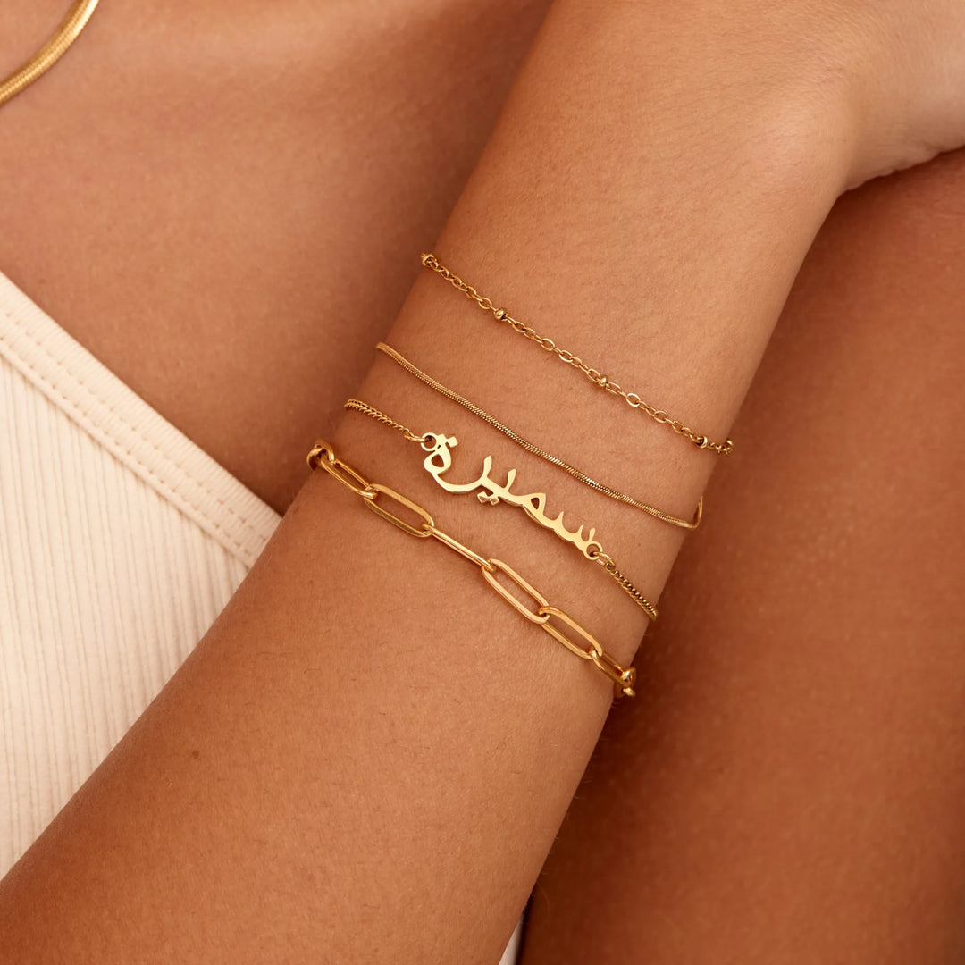 Pulsera Capas de Cadenas de Perlas y Serpiente