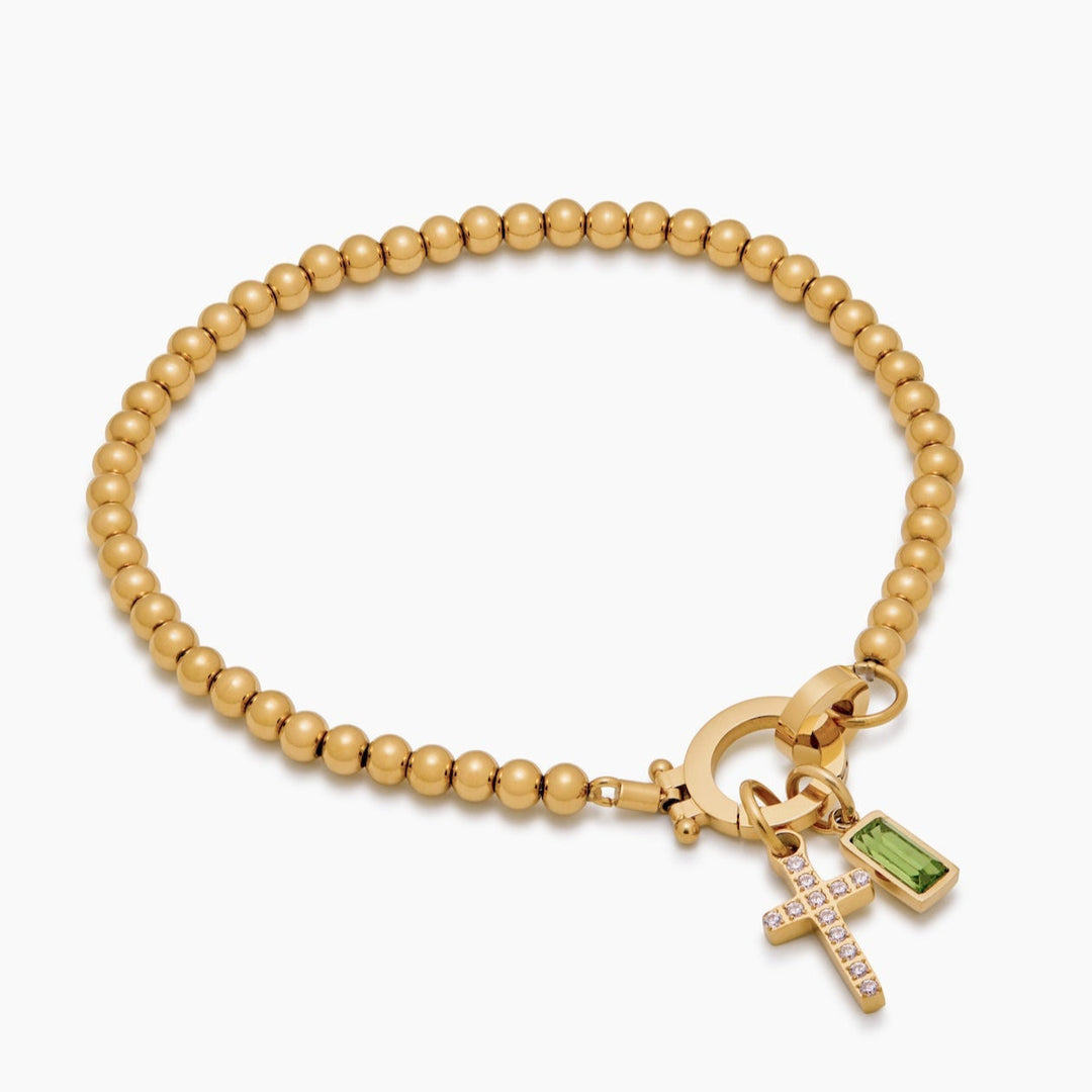 Pulsera de Charms con Cruz de Piedra de Nacimiento
