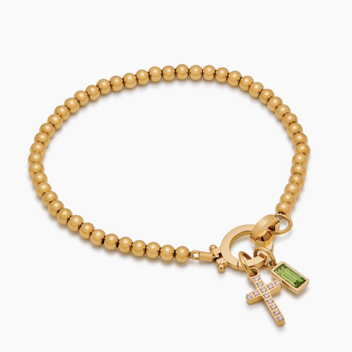 Pulsera de Charms con Cruz de Piedra de Nacimiento