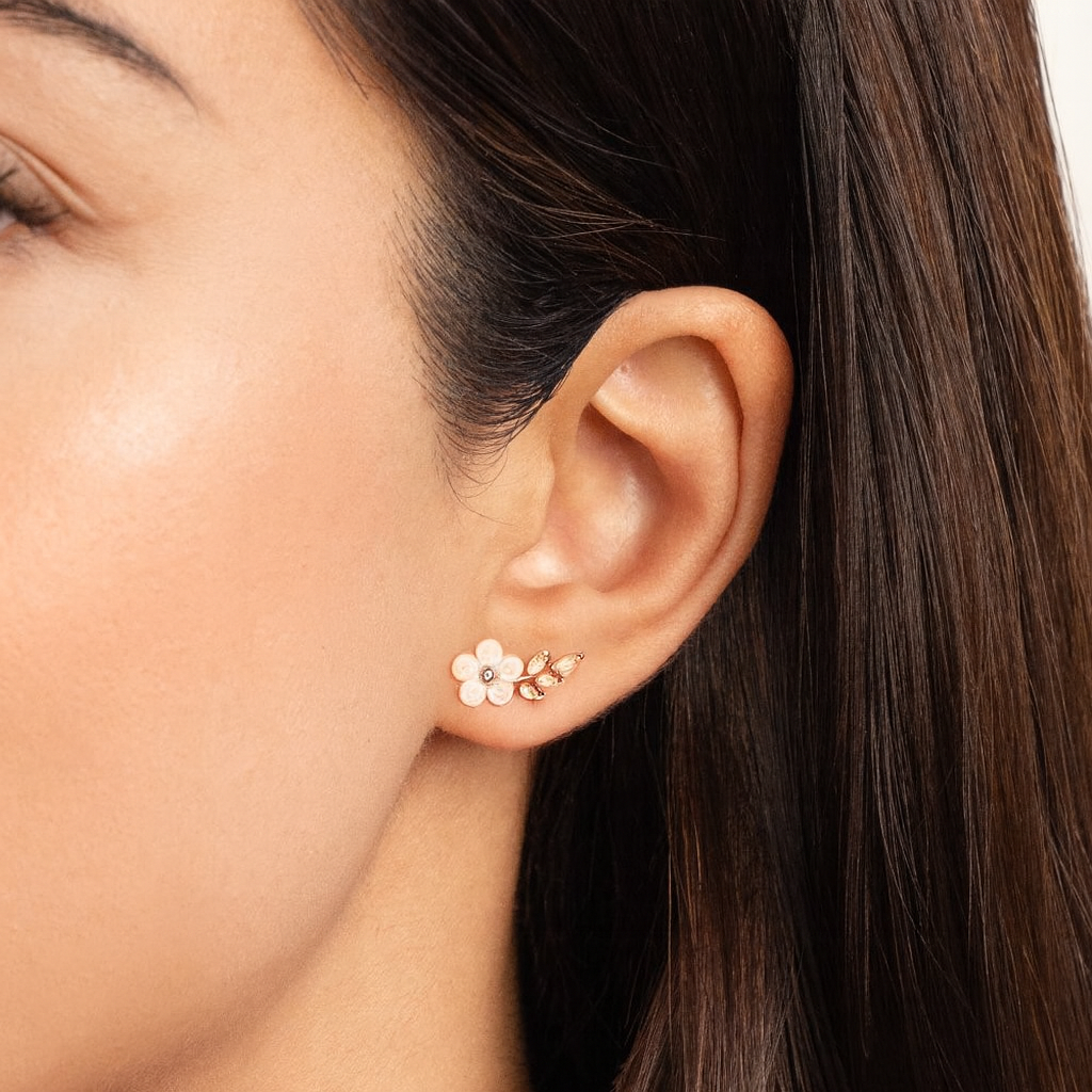 Pendientes de Flor de Cristal Blanca