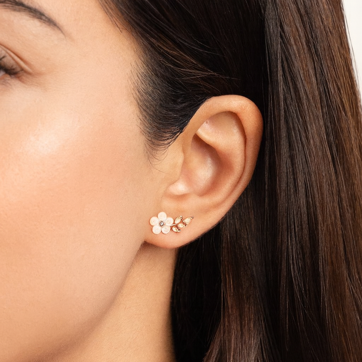 Pendientes de Flor de Cristal Blanca