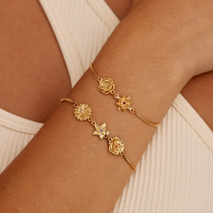 Pulsera con Encanto de Flor de Nacimiento Personalizada