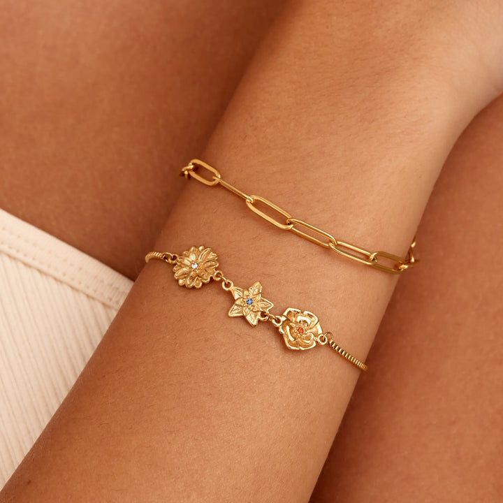 Pulsera con Encanto de Flor de Nacimiento Personalizada