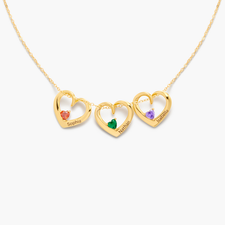 Collar con Colgantes de Corazón y Nombre de 1 a 5