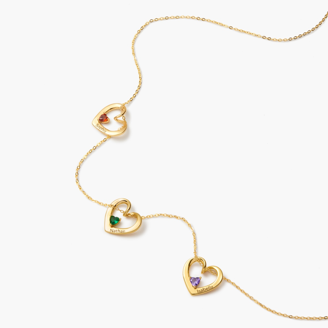 Collar con Colgantes de Corazón y Nombre de 1 a 5