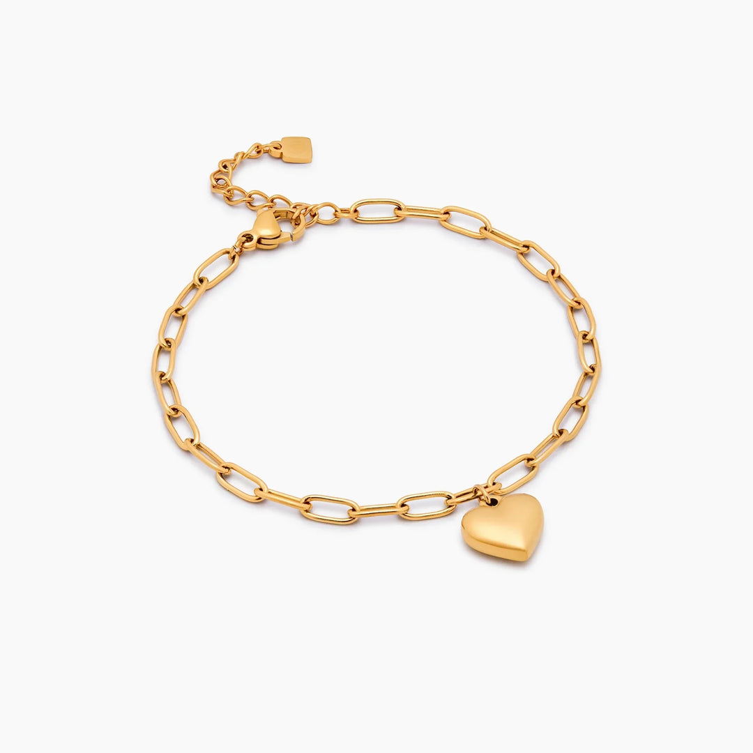Pulsera con Charm de Corazón en Forma de Clip de Papel