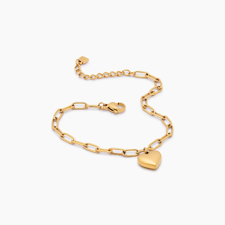 Pulsera con Charm de Corazón en Forma de Clip de Papel