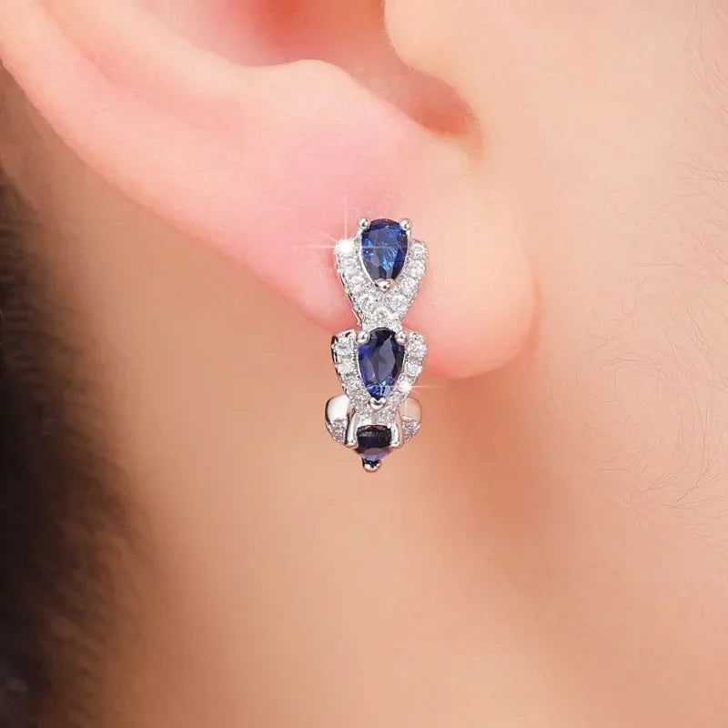 Pendientes Royal Sapphire Crest | Oro Blanco