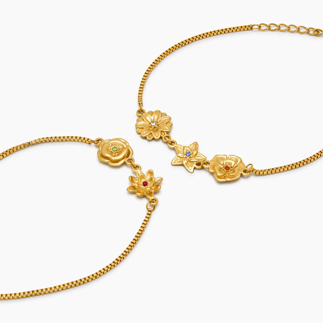 Pulsera con Encanto de Flor de Nacimiento Personalizada