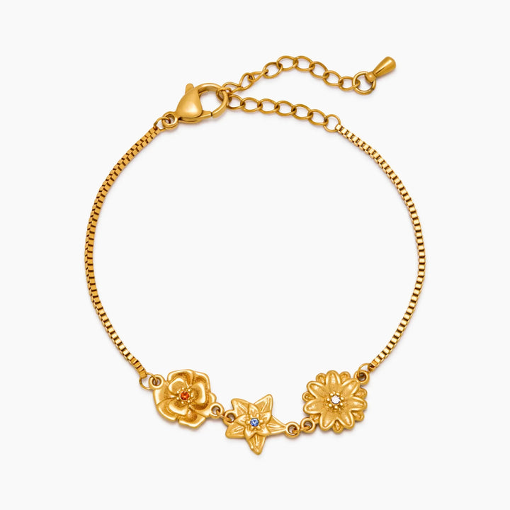 Pulsera con Encanto de Flor de Nacimiento Personalizada