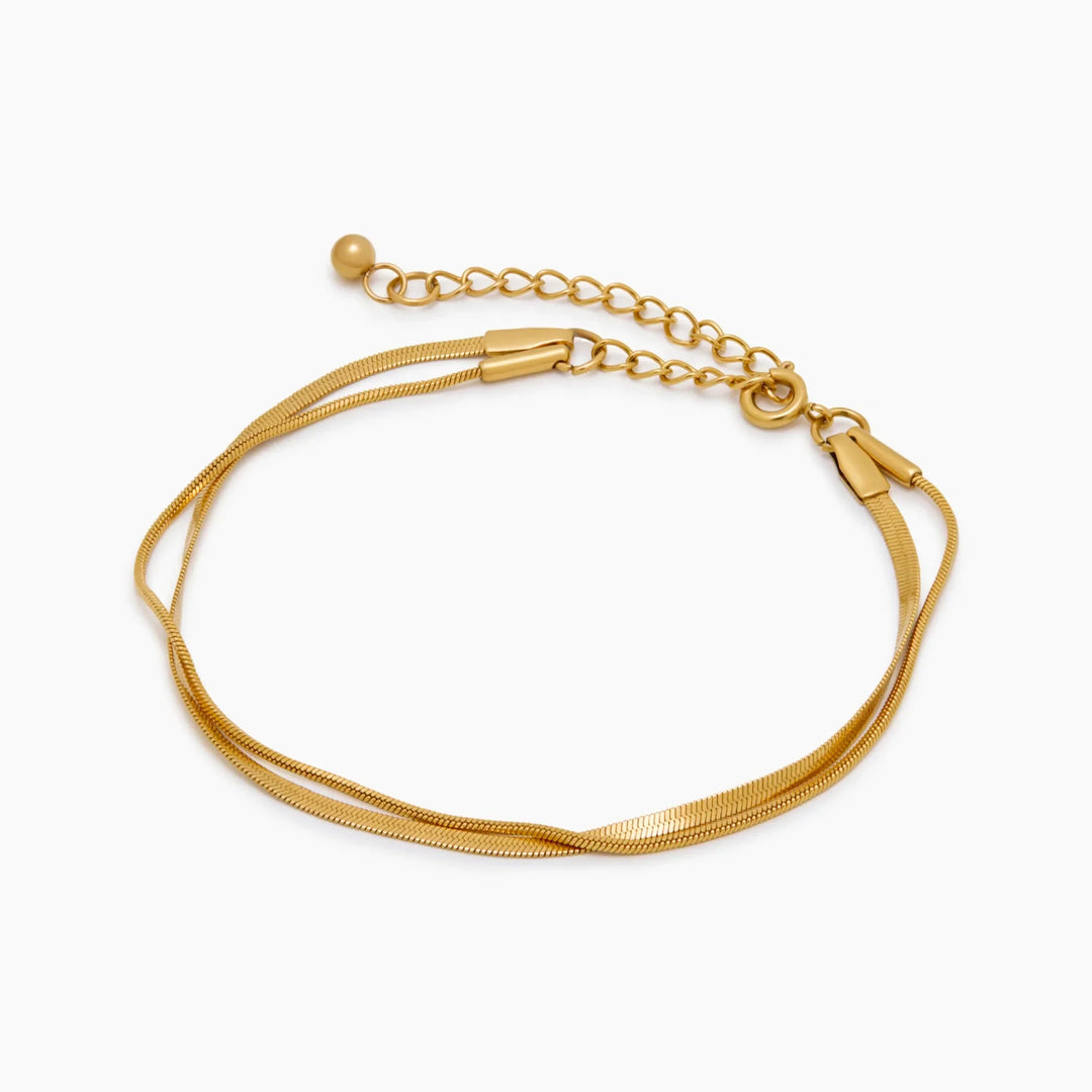 Pulsera de Cadenas Dobles de Serpiente en Capas