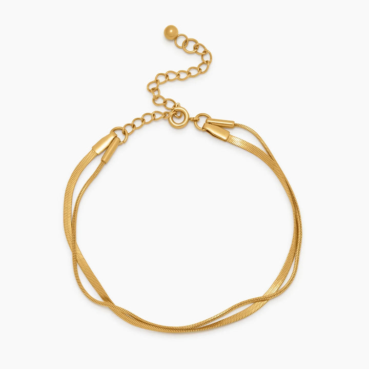 Pulsera de Cadenas Dobles de Serpiente en Capas