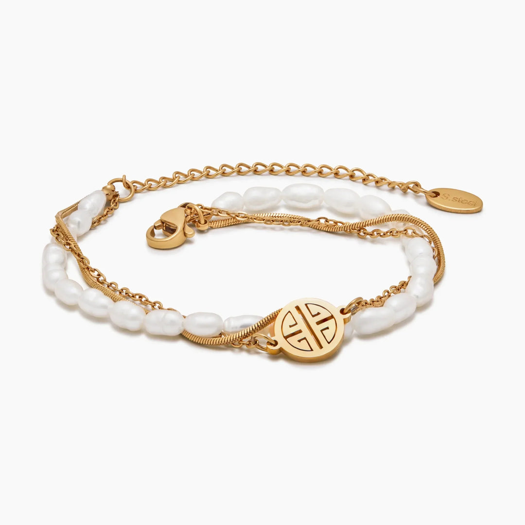 Pulsera de Perlas y Oro en Capas Sunshine