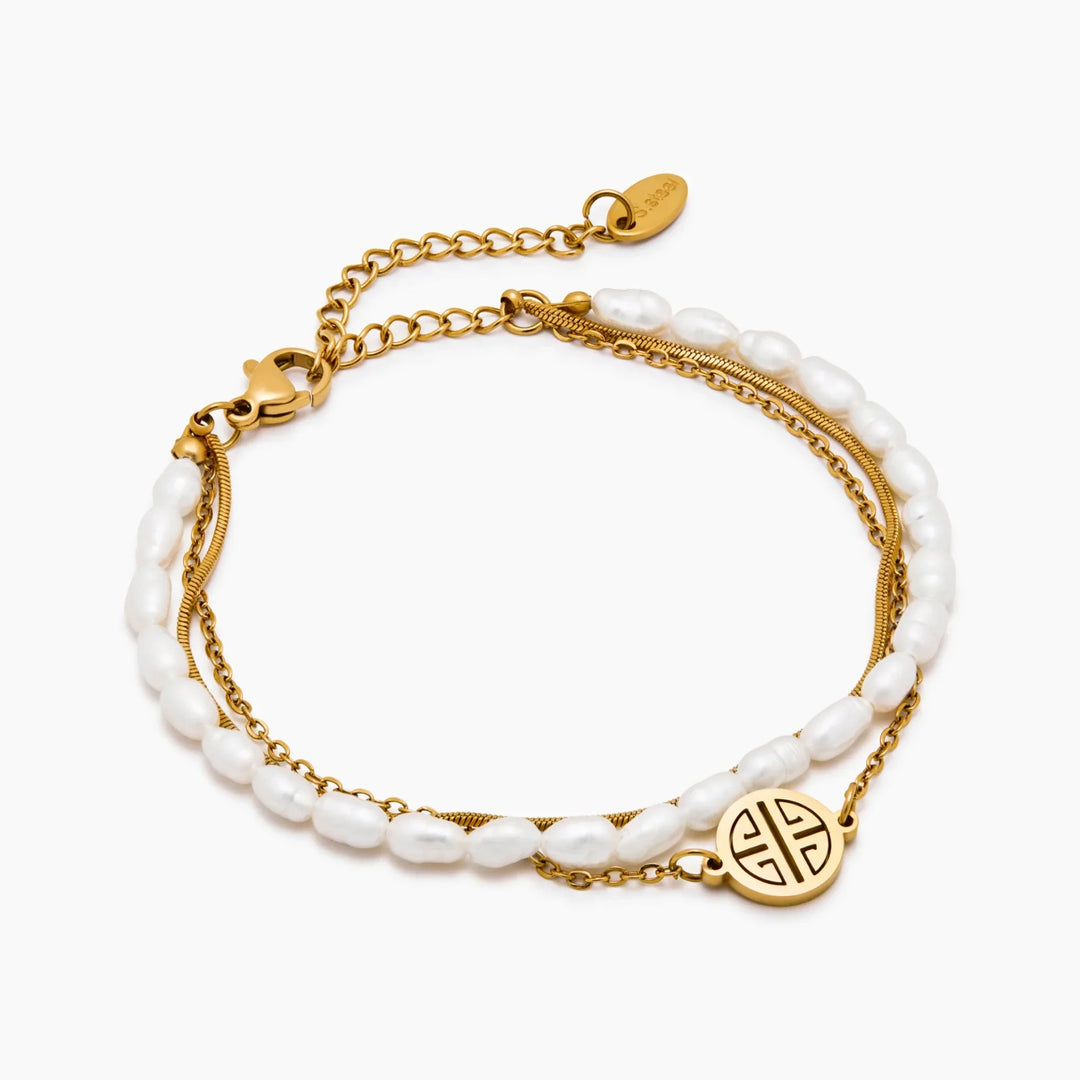 Pulsera de Perlas y Oro en Capas Sunshine