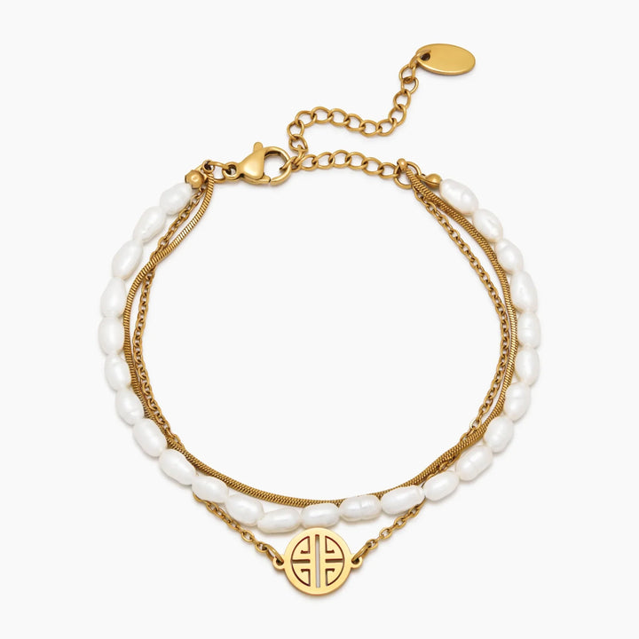 Pulsera de Perlas y Oro en Capas Sunshine