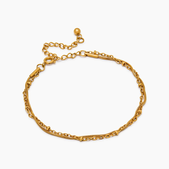 Pulsera Capas de Cadenas de Perlas y Serpiente