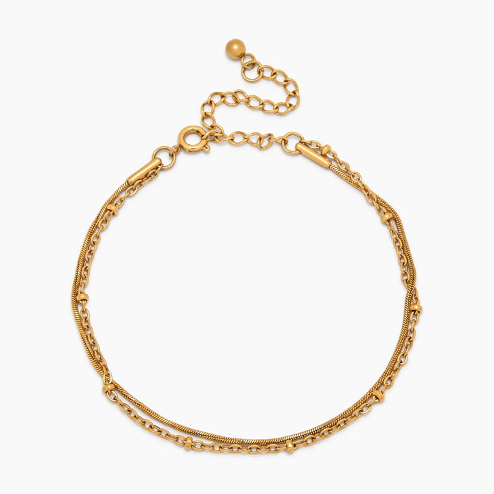 Pulsera Capas de Cadenas de Perlas y Serpiente