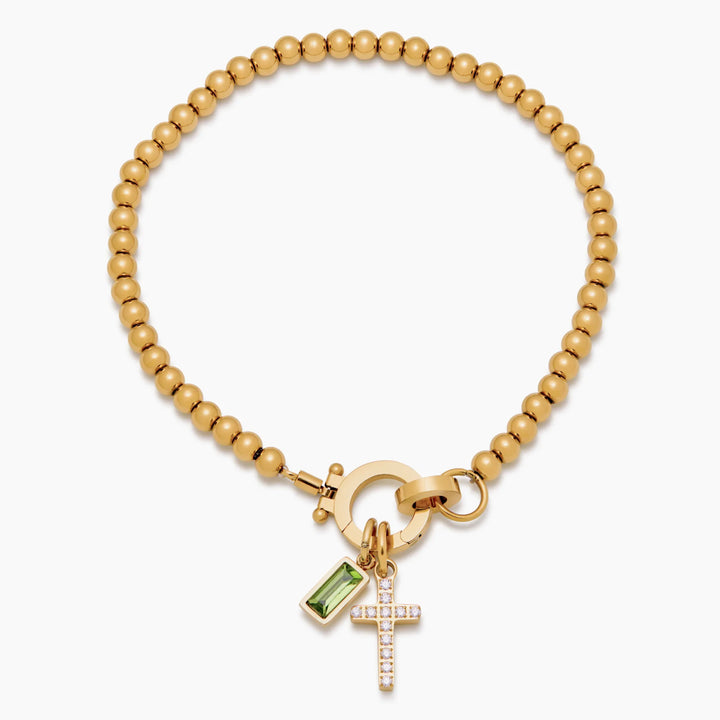 Pulsera de Charms con Cruz de Piedra de Nacimiento