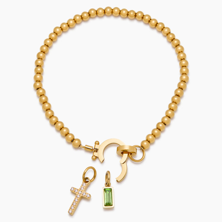 Pulsera de Charms con Cruz de Piedra de Nacimiento