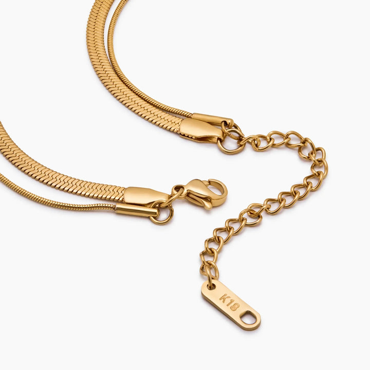 Collar de Cadenas Dobles de Serpiente en Capas