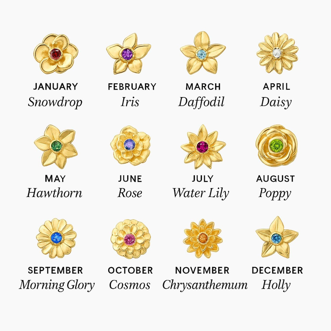 Pulsera con Encanto de Flor de Nacimiento Personalizada