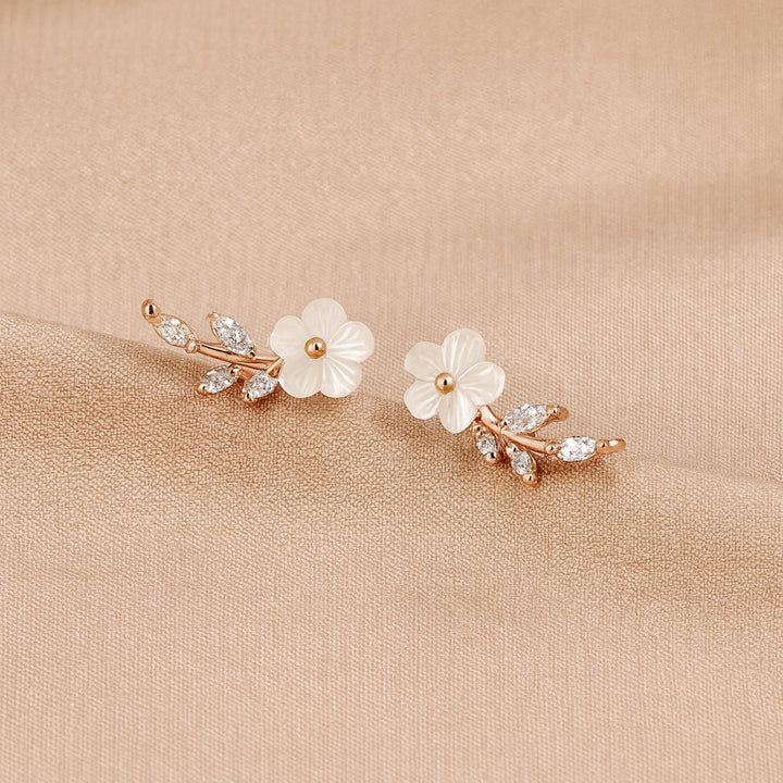 Pendientes de Flor de Cristal Blanca