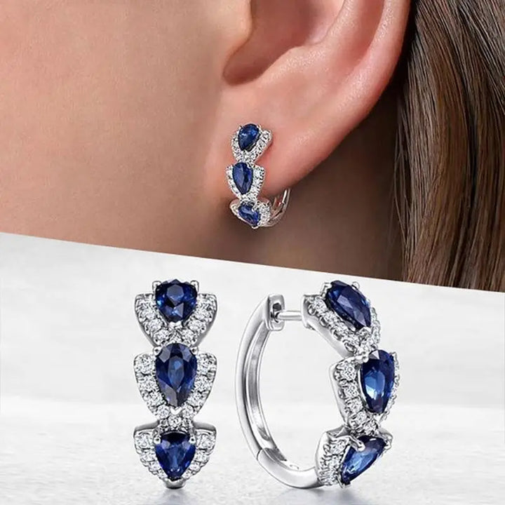 Pendientes Royal Sapphire Crest | Oro Blanco
