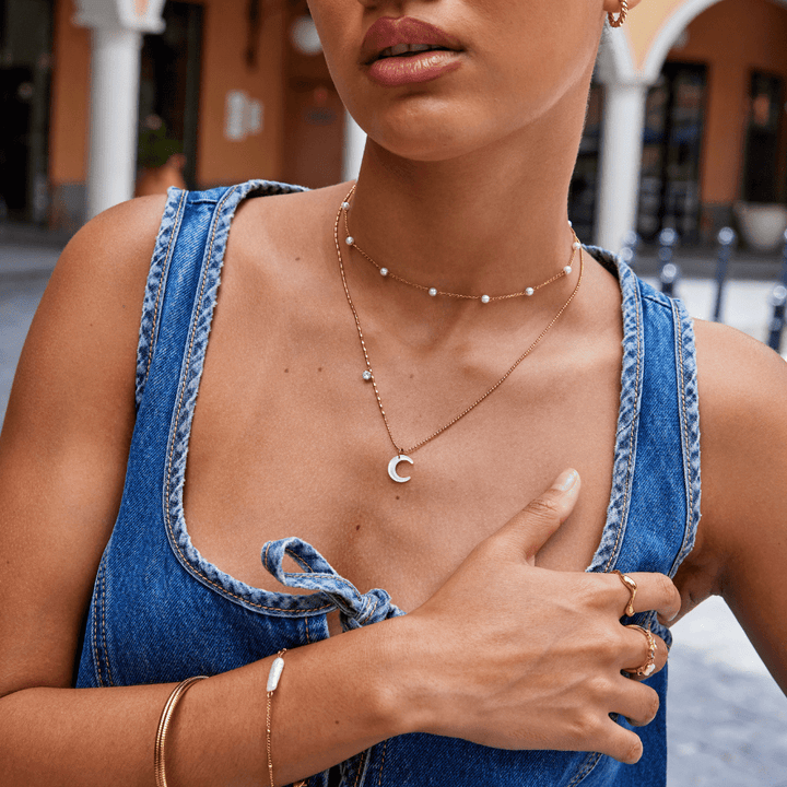 Collar de Luna Creciente Blanca