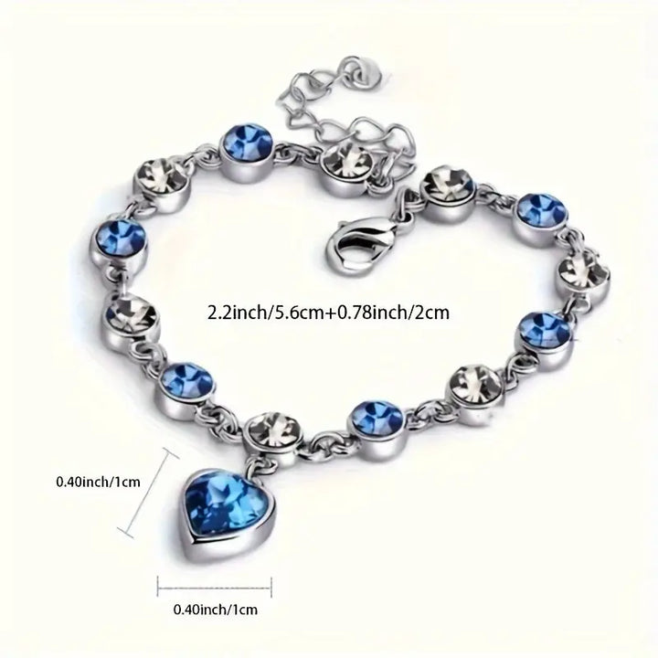 Pulsera Brillante Corazón del Océano | Oro Blanco