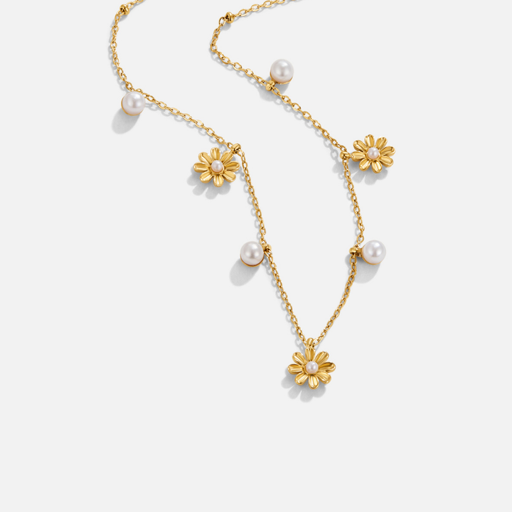 Collar de Flores de Otoño y Perlas