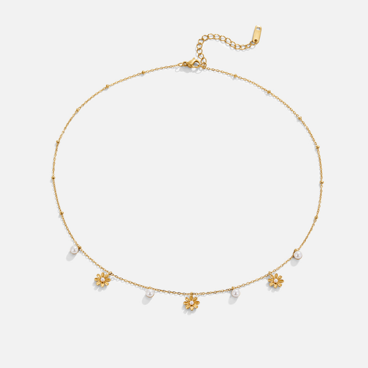 Collar de Flores de Otoño y Perlas