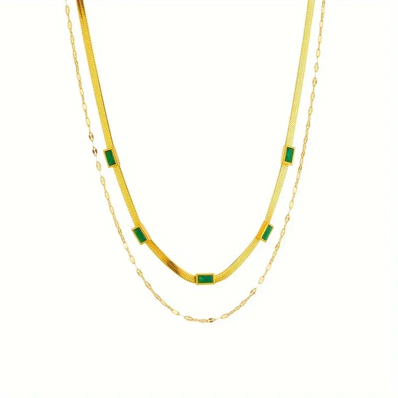 Collar Retro de Oro de Doble Capa Sorella Gem