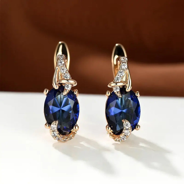 Pendientes de Gota Oro Real Medianoche