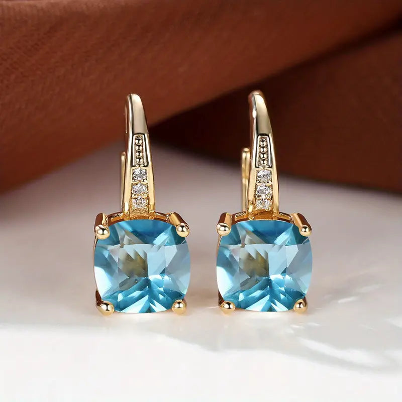 Pendientes de Aro de Piedra Zafiro Místico en Oro