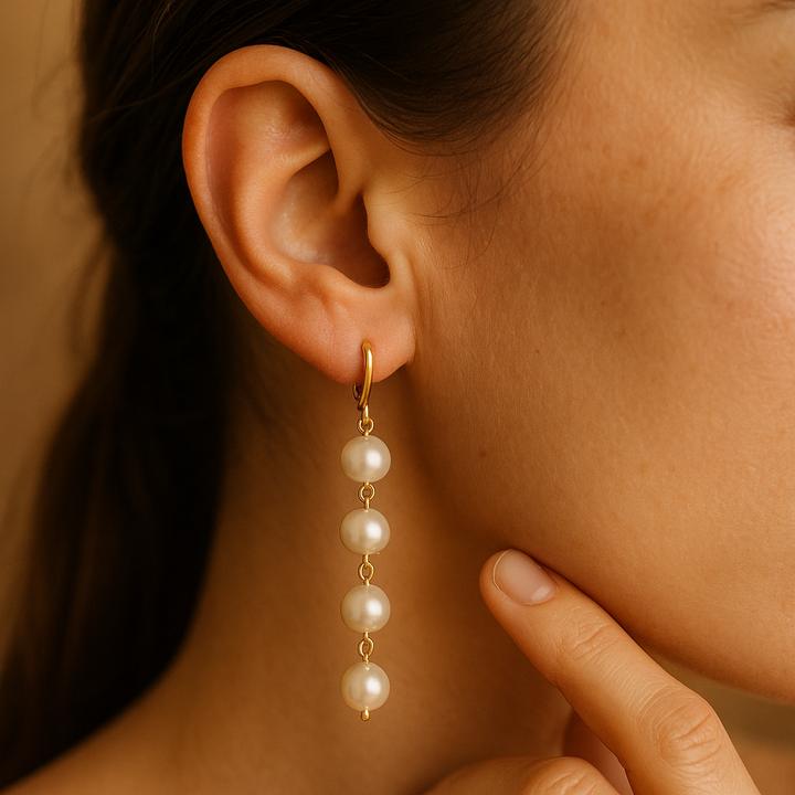 Coral | Pendientes Colgantes con Perla