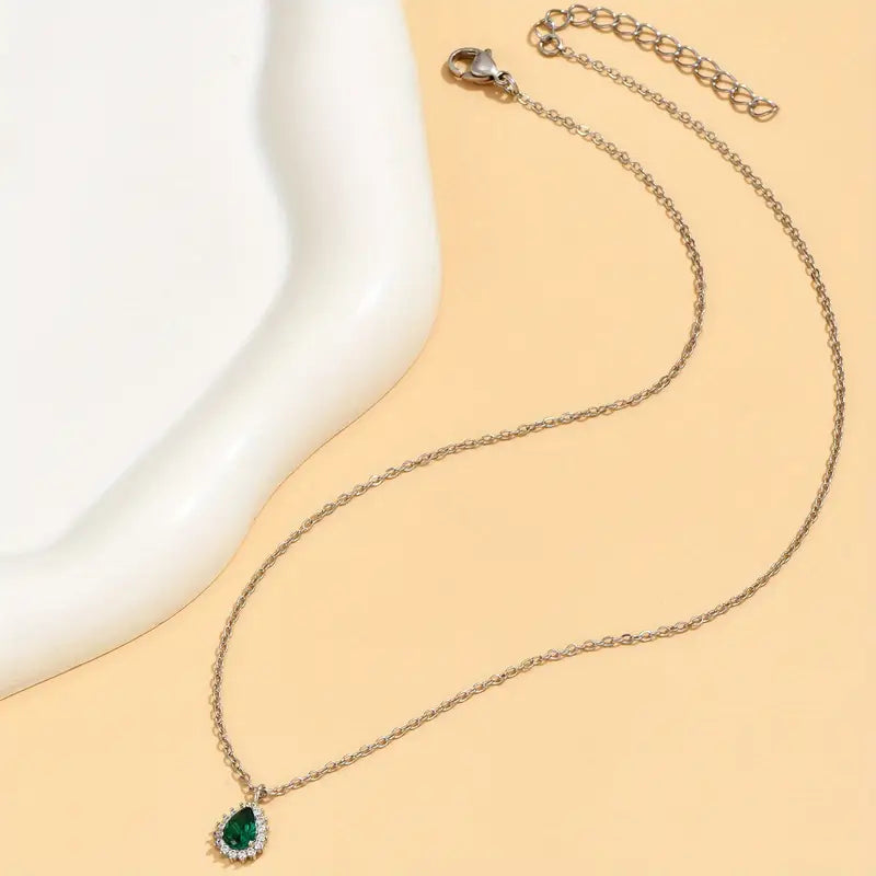 Collar de Gota de Agua Verde
