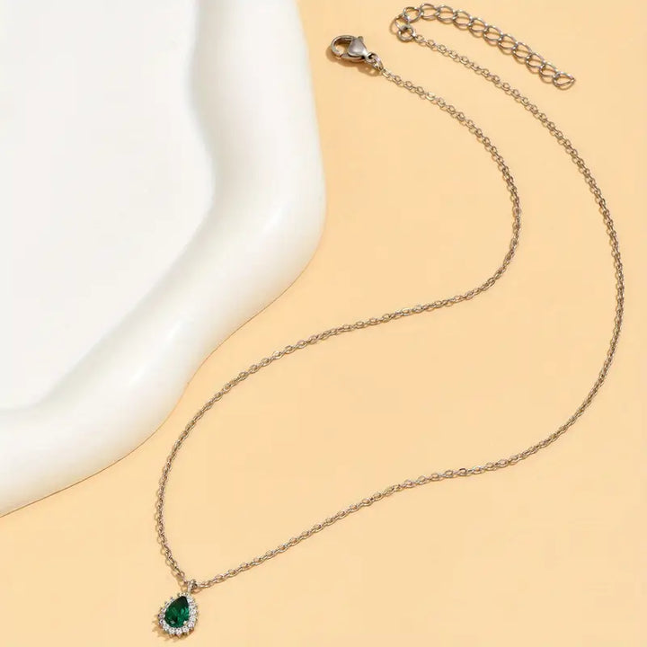 Collar de Gota de Agua Verde