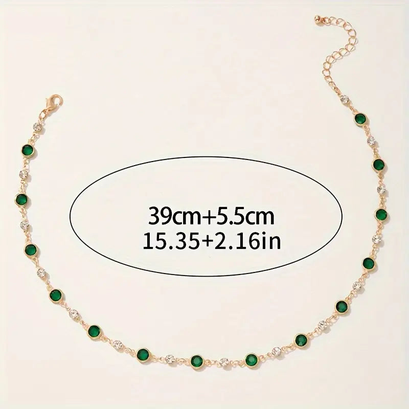 Collar con Colgante de Cristal Verde Esmeralda