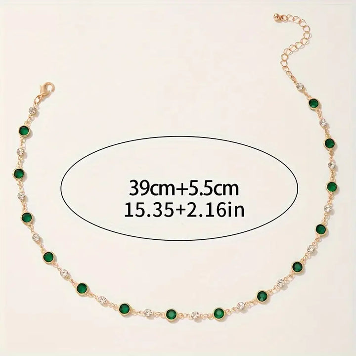 Collar con Colgante de Cristal Verde Esmeralda