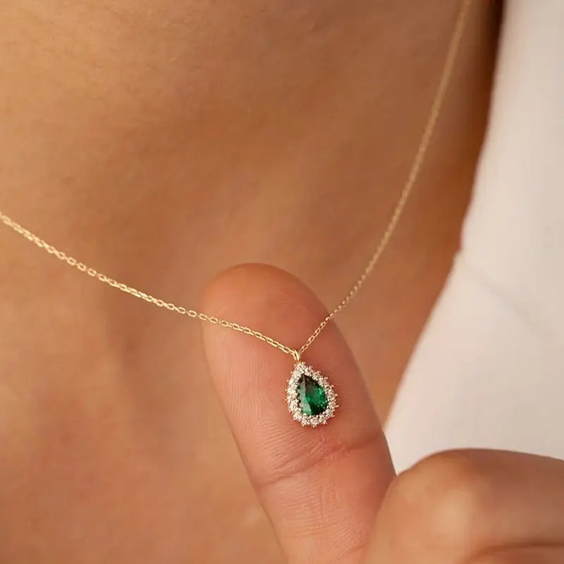 Collar de Gota de Agua Verde
